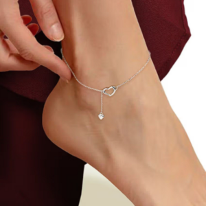 Sterling Silver Heart Melting Chain Anklet for Women single Anklet